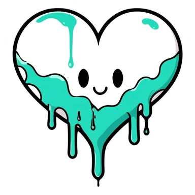 white heart dripping with goo sticker