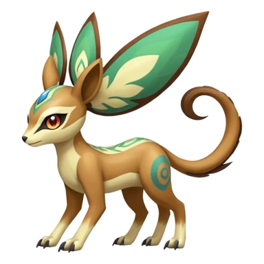 Tribal Colorful Exotic Fionbri-Kalon-Falvie-Vernid-Meloetta-Pokémon-Fakémon-Digimon-Spectrobe-hybrid-fusion, full body sticker