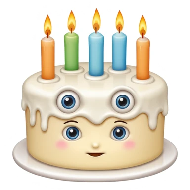 cake with eyes and candles looking normal sticker