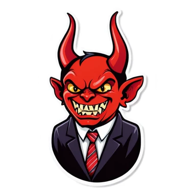 Naughty devil in a tie sticker