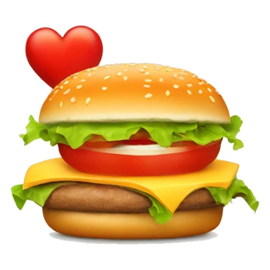 tomato and cheese burger with heart sticker