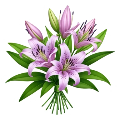 bouquet Lavender Oriental Lily, luxuriant, leaf, bud sticker