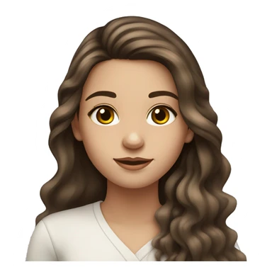 caucasian Girl with long dark brown balayage hair with hazel eyes eyelashes head to chest sticker