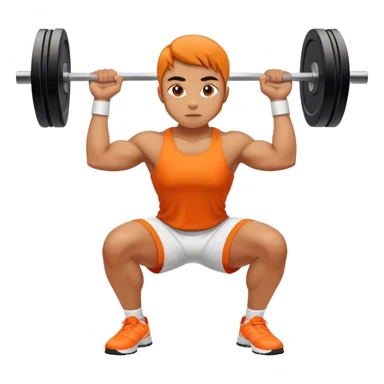 orange and white clothes athlete weighted squats sticker