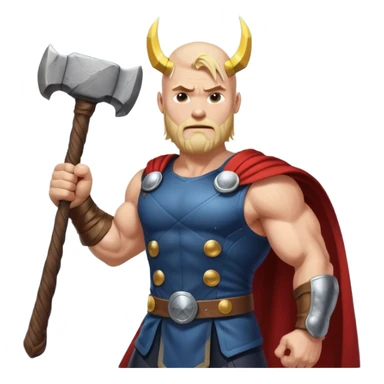 Bald Norse god Thor, with hammer and lightning  sticker