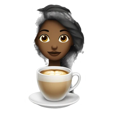 Black hair girl in with a blanket and a latté coffe sticker