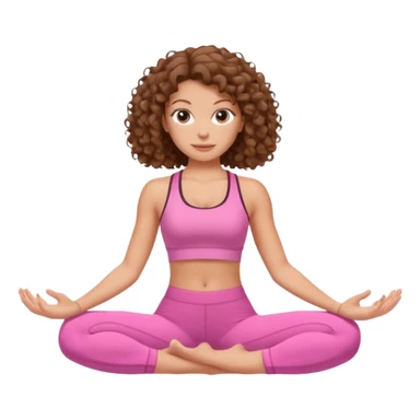 White girl with brown curly hair pilates pink sticker