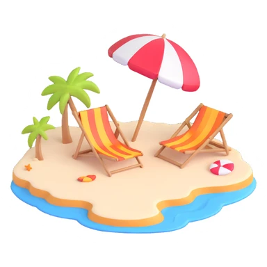 beach with sun and parasol sticker