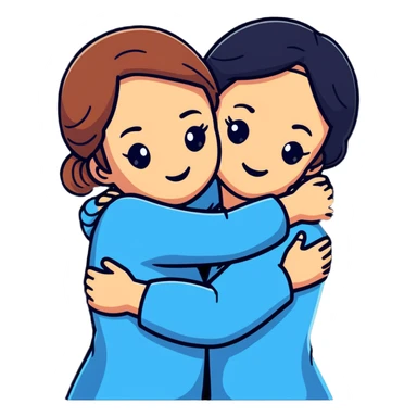 two sisters hugging each other sticker