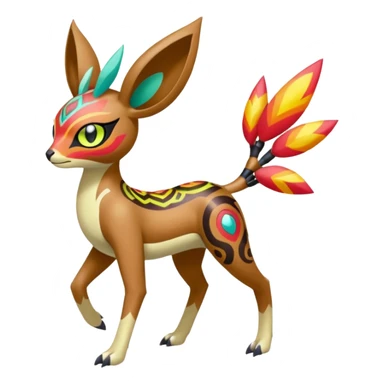 Tribal Colorful Exotic Fionbri-Falvie-Vernid-Meloetta-Pokémon-Fakémon-Digimon-Spectrobe-hybrid-fusion, full body sticker