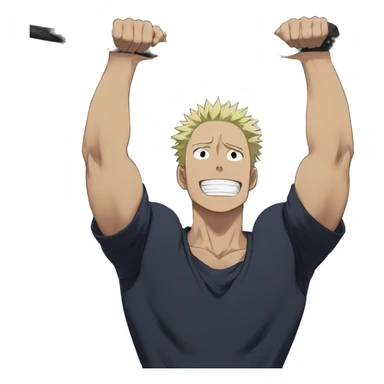 toji from jujutsu kaisen doing pull ups sticker