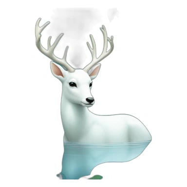 white deer reflected in the water mirror sticker