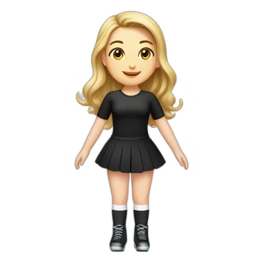 caucasian-curvy-figure skater girl short-black-skirt-back-and-front-views-long-white-socks sticker