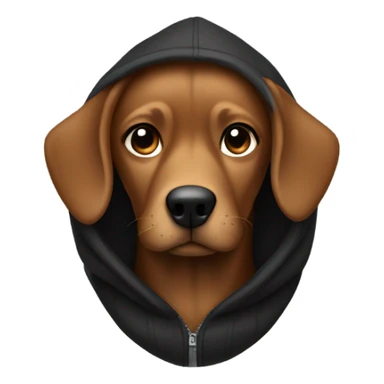 Brown dog wearing black puffer hoodie  sticker