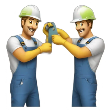 two men sanding cabinets sticker