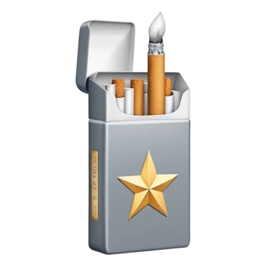 7 stars grey shining cigaret pack with a few little white cigaret inside sticker