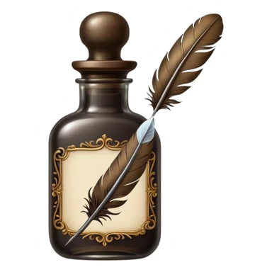 a feather quill and ink bottle sticker