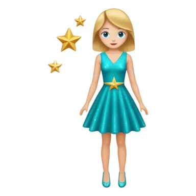 star wearing a turquoise dress shaped into a star not a person sticker