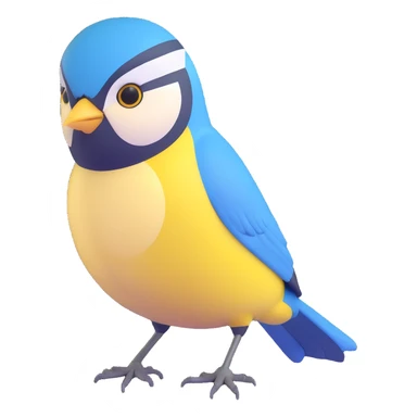 Eurasian blue tit bird with yellow chest and blue head sticker