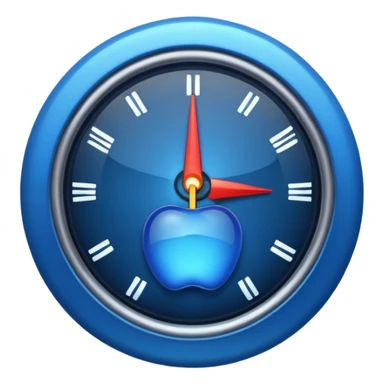 a gauge, deep blue color with a subtle glow, no numbers or text, clean and simple, apple emoji style sticker
