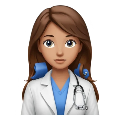 pretty female nursing student with long brown hair, blue eyes inside a classroom at university sticker