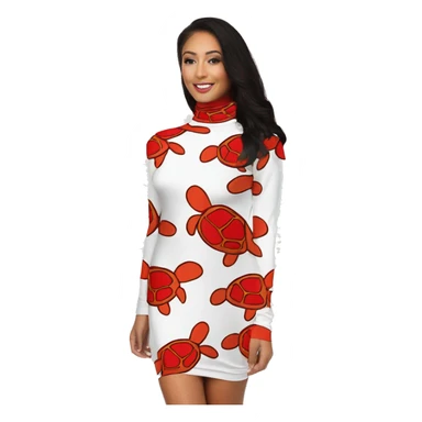Red turtle neck long sleeve dress sticker