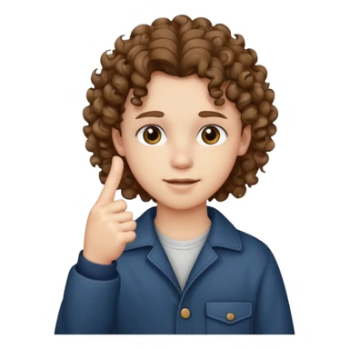 Pale young teenager with curly brown hair giving middle finger sticker