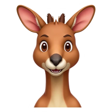 Cinematic Comical Adult Red Kangaroo Portrait Emoji, Head tilted dramatically with an exaggeratedly shocked expression, featuring a robust, dynamic build with a uniquely red kangaroo-shaped head sporting an elongated snout and wide, comically expressive eyes full of playful disbelief, Simplified yet hilariously expressive features, highly detailed, glowing with a slightly sassy outback glow, high shine, dramatic yet playful, stylized with an air of cheeky wild mischief, soft glowing outline, capturing the essence of a meme-worthy kangaroo that looks ready to bound its way into viral fame! sticker