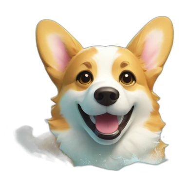 Swimming corgi water happy summer sticker