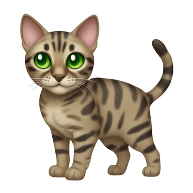 Sepia charcoal Bengal cat with Green eyes standing sticker