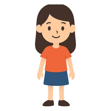 flat toon style girl character sticker