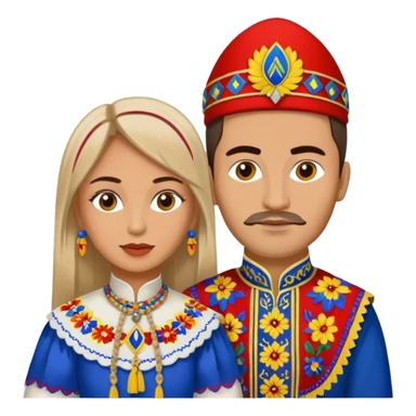 An woman dressed in a national Romanian costume and a men right next to her dressed in a Romanian national costume sticker