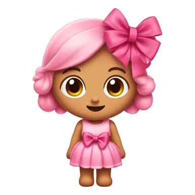 Cinnamorol wearing a pink dress with ribbons and a cute pink bow on his head sticker