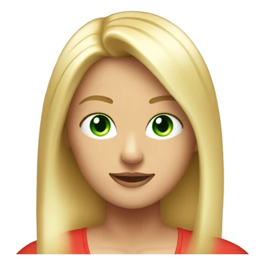 Very blonde blonde with straight hair with green very green light eyes with a red tank top with medium breasts sticker