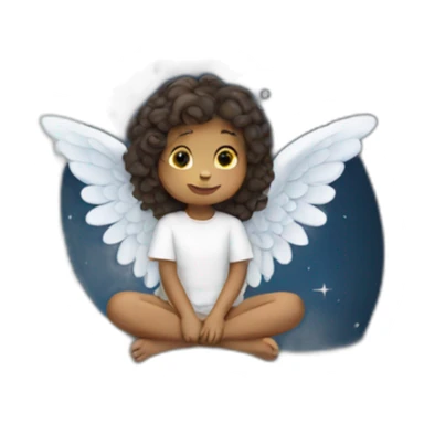 Angel sitting on moon sticker