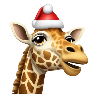 Giraffe with a christmas hat on sticker