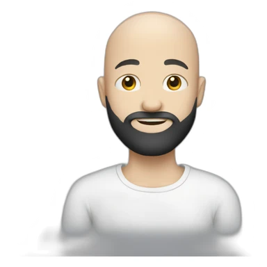 Bald white boy with black beard hugging sticker