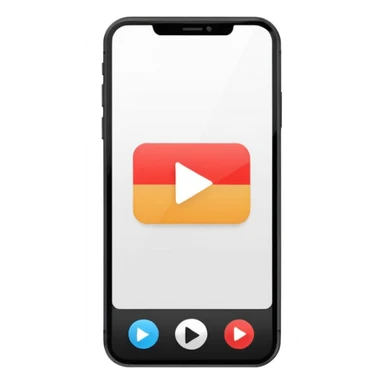 Minimalistic flat vector icon, iOS style, thin black contour on white background. Smartphone with play button and short video frames around it. Clean, no text, no shadows sticker