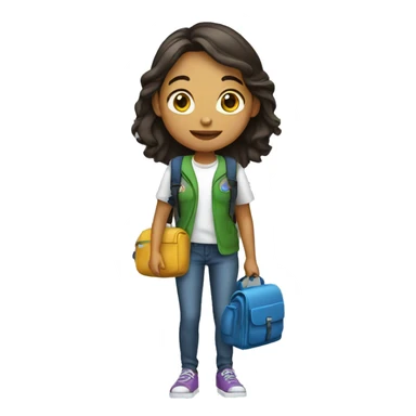 femate student with school bag sticker