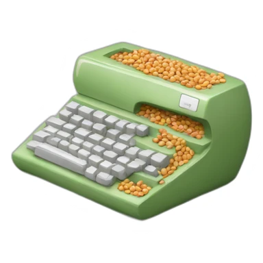 computer with beans inside sticker