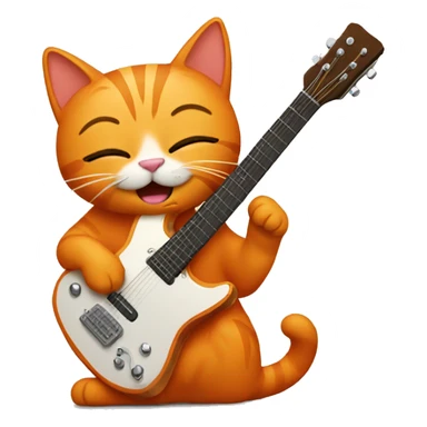 orange cat plays guitar sticker