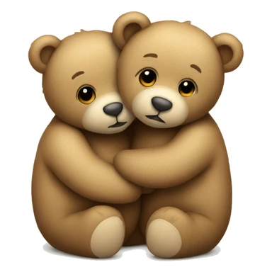 two teddy bears hugging each other with a beige heart at their side sticker