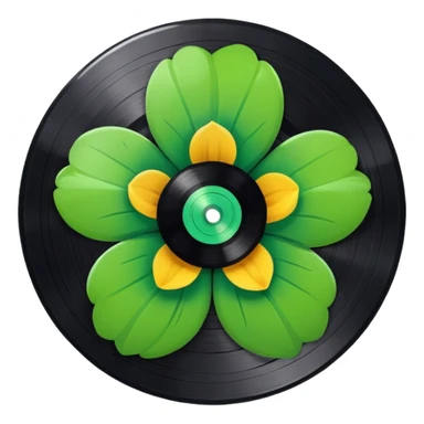 Vinyl record with a green flower pattern inside sticker