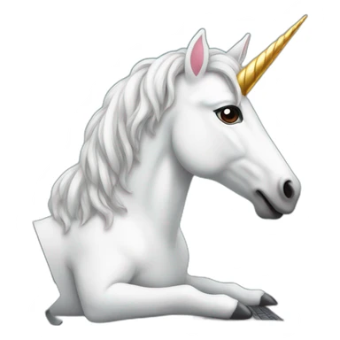 unicorn working at pc sticker