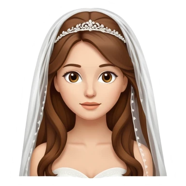 beautiful brown long hair modern bride with veil sticker