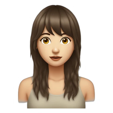 Fille brune abec des yeux bleux avec une frange et des cheuveux long sticker