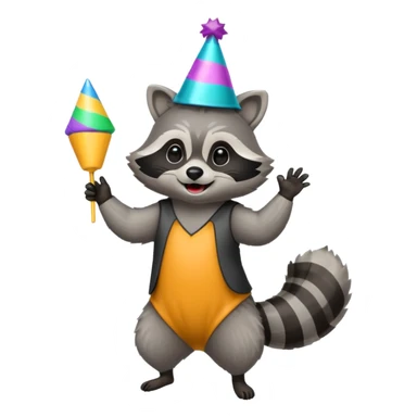 a full body raccoon celebrating / dancing  sticker