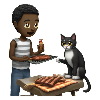 haitian migrant has bbq with befiended cat sticker
