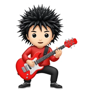 playing red electric guitar cute black sea urchin sticker