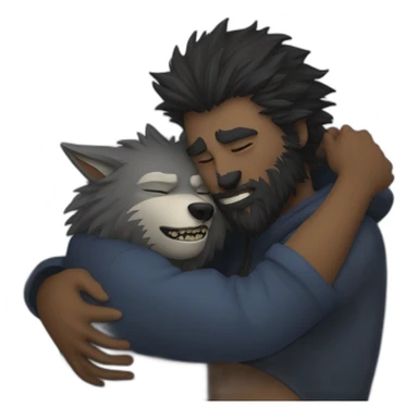 werewolf hugging an anonymous person sticker